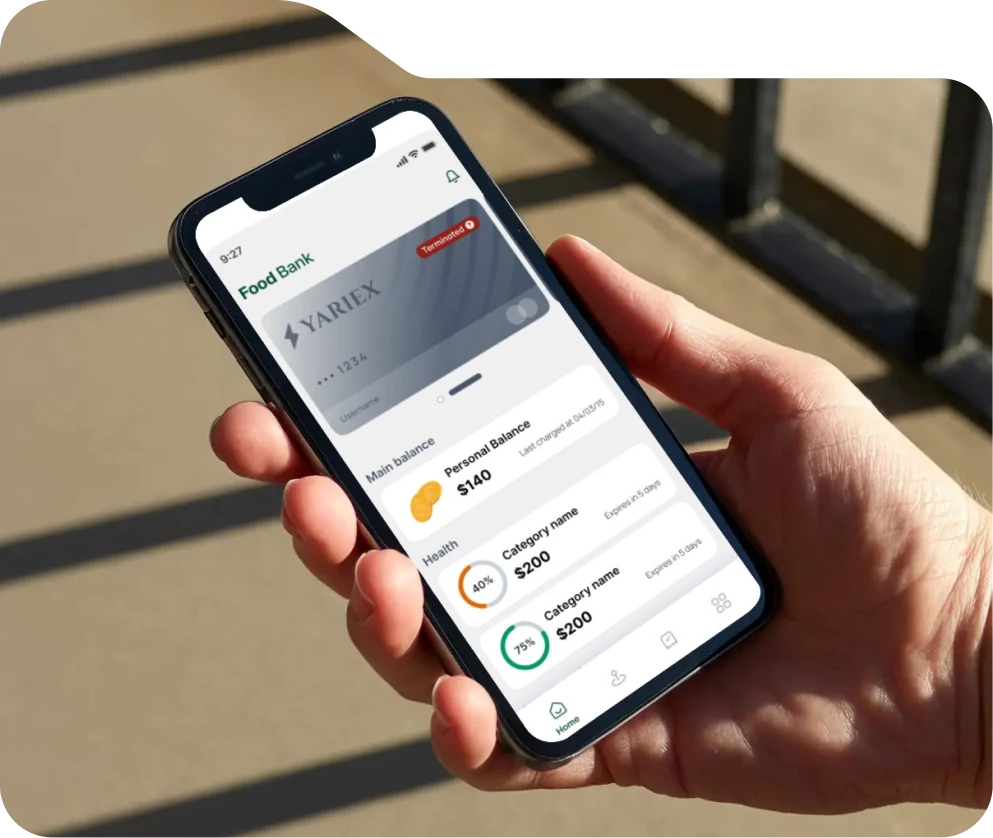 Yariex — A white-label card platform, legible on every screen it lives on.