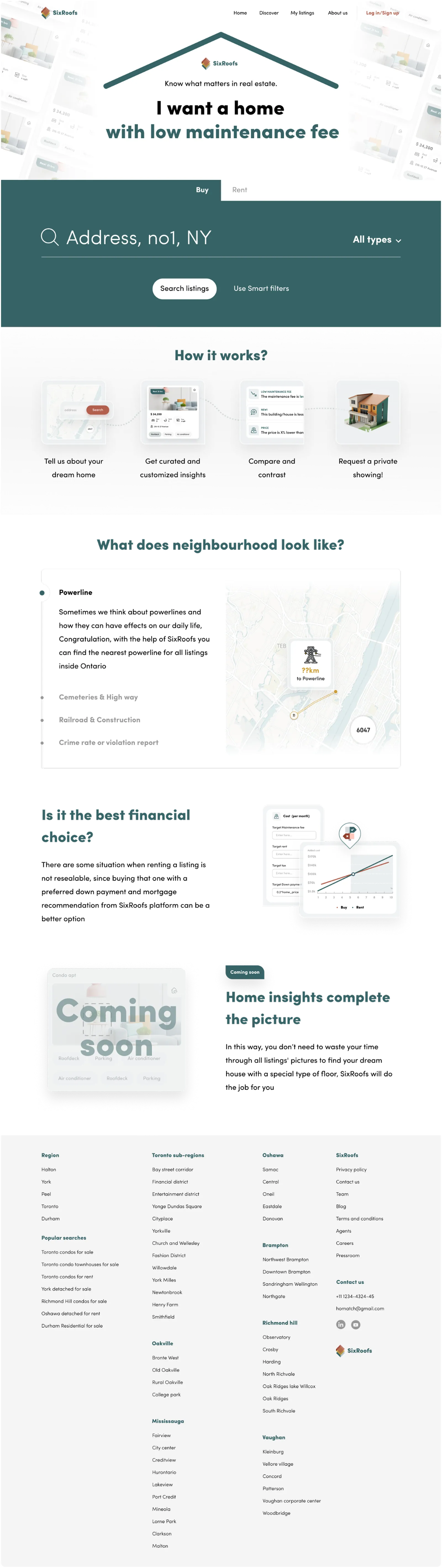 SixRoofs desktop landing page