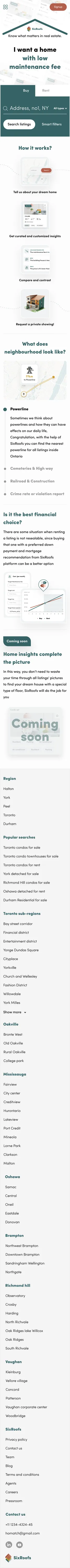 SixRoofs landing page