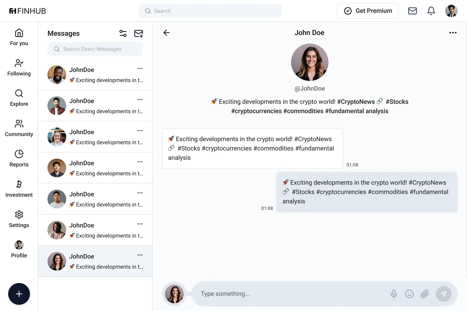 FinHub direct messages