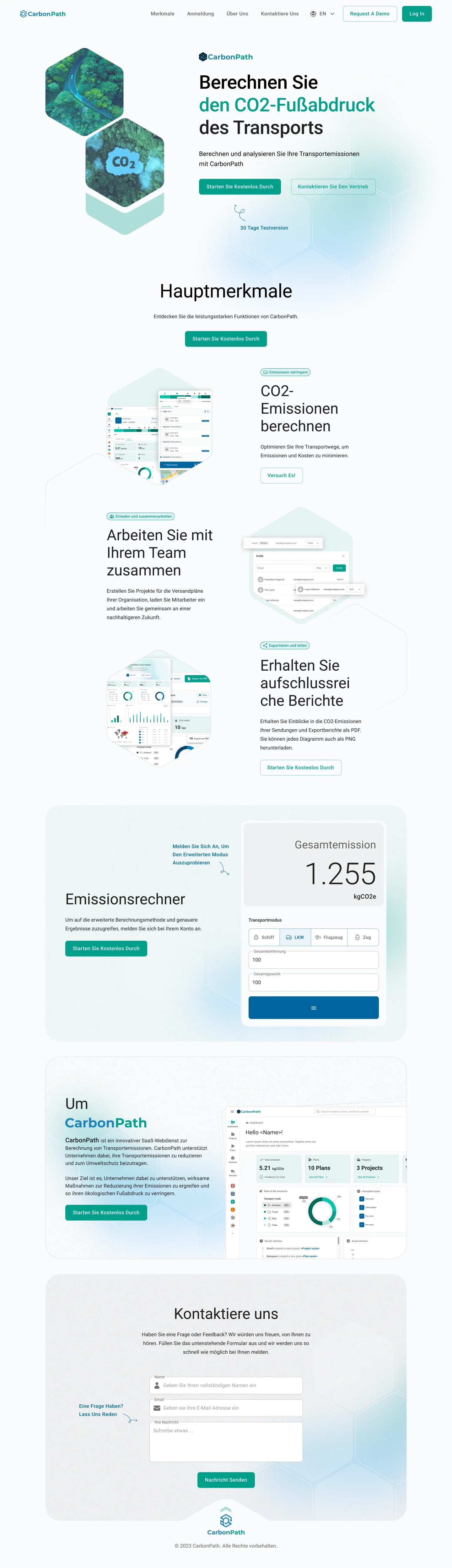CarbonPath German landing page, full length