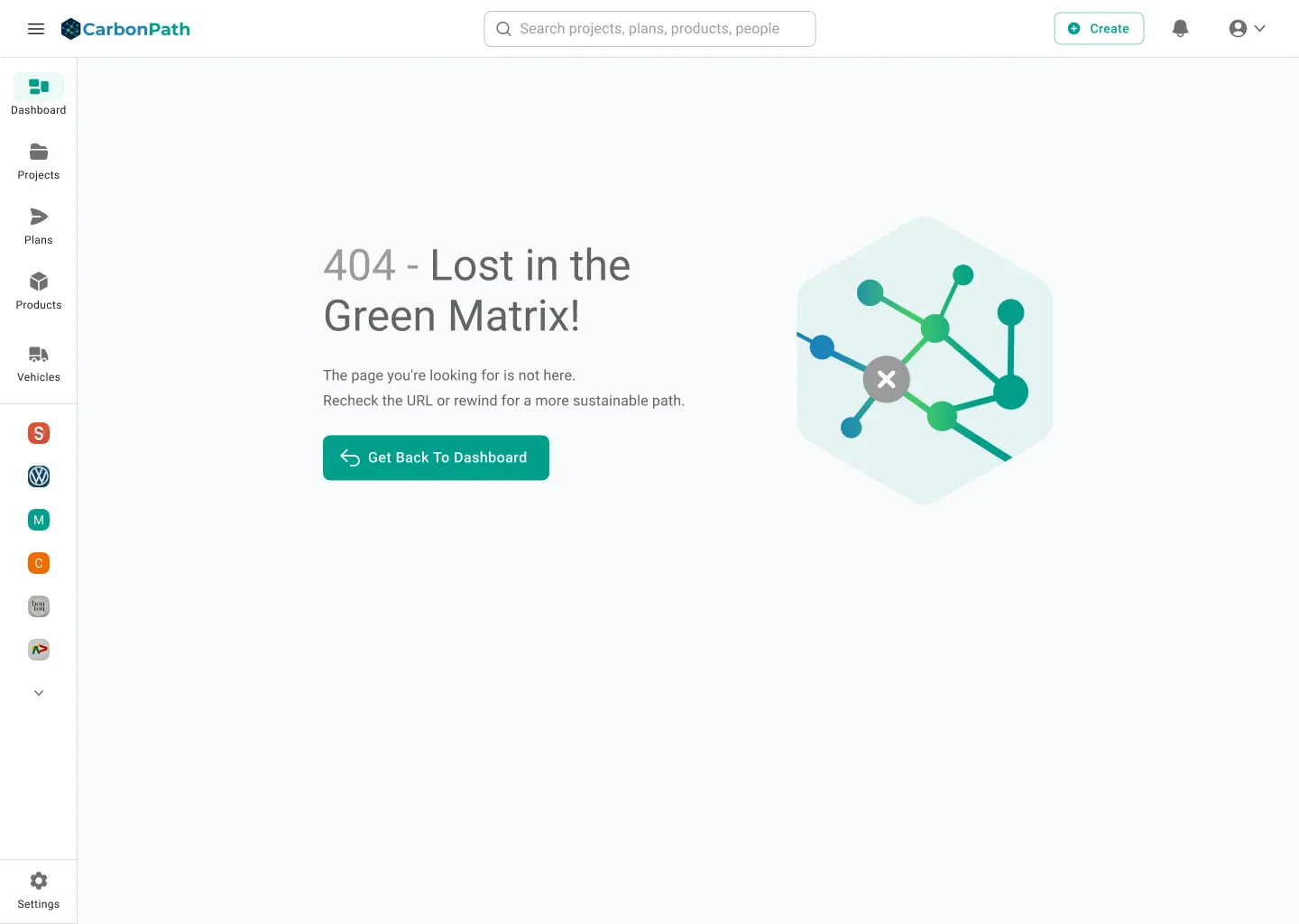 CarbonPath 404 page: Lost in the Green Matrix